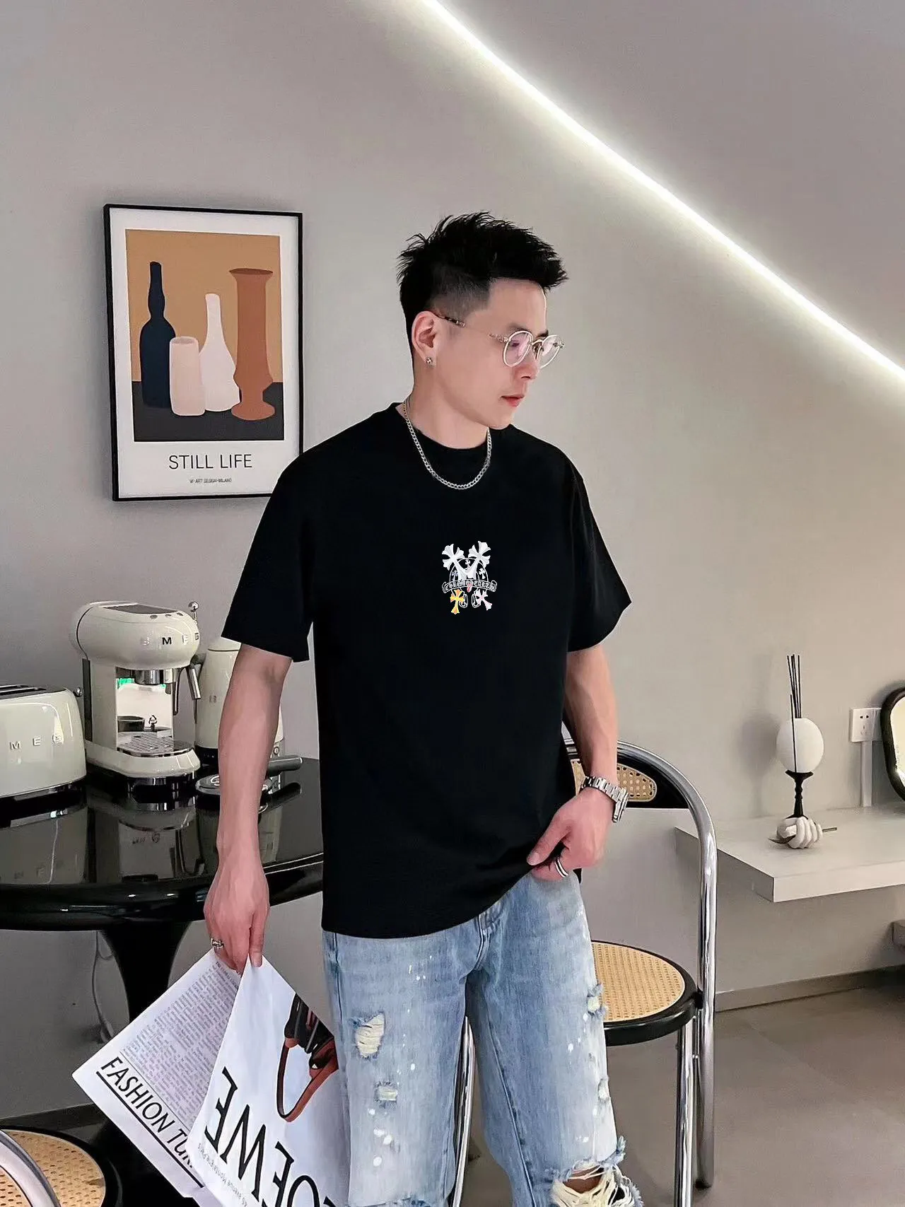 [CH ] 2026FW T LOGO Premium 26s Same Style ：Black White Purple Size：S M L XL 2XL